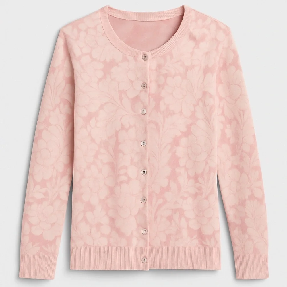 Soft Pink Classic Cardigan – Romantic Everyday Layer Luxe Sweater EUC M #655